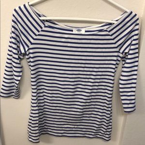 Blue and white striped top